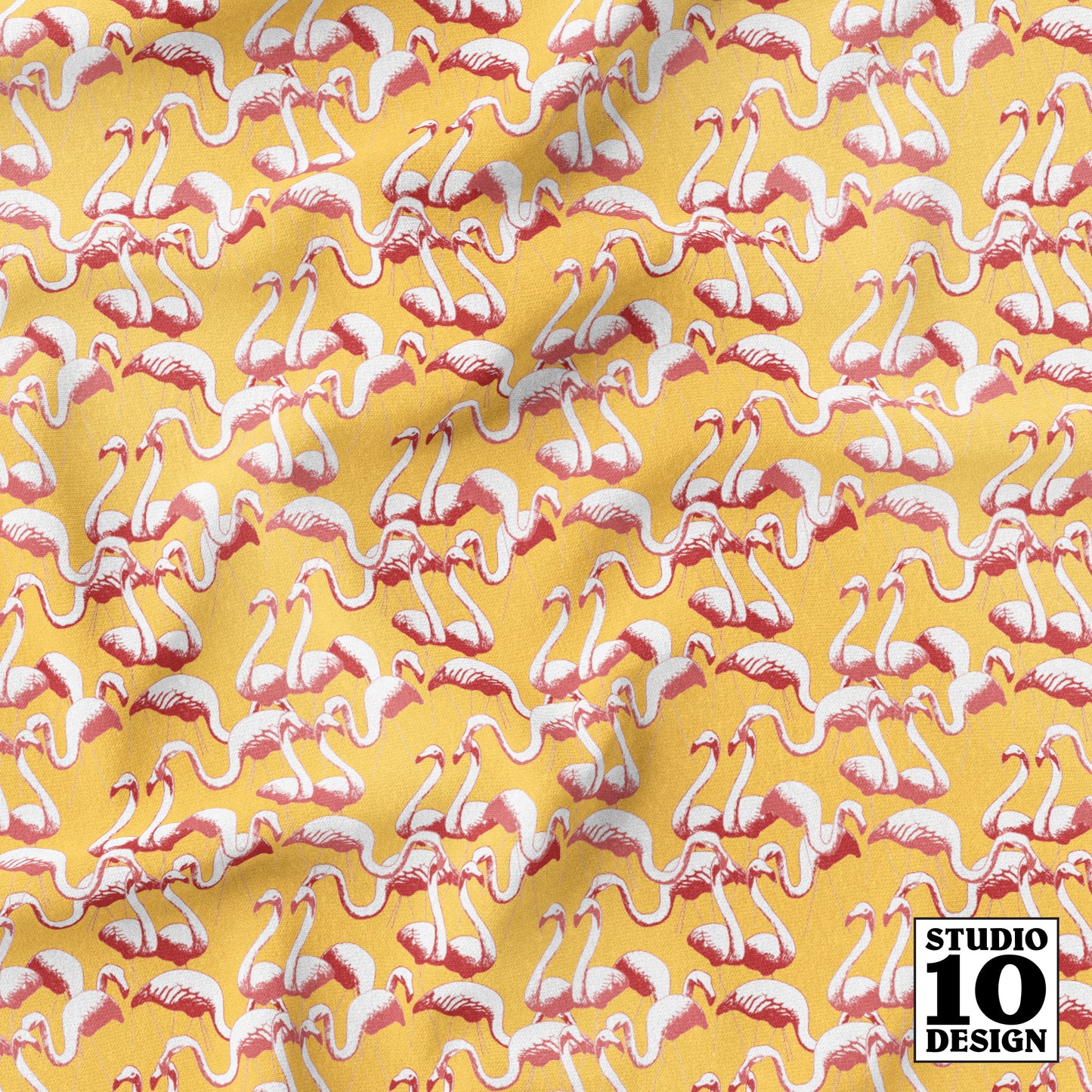 Flamingo Yellow Printed Fabric by Studio Ten Design