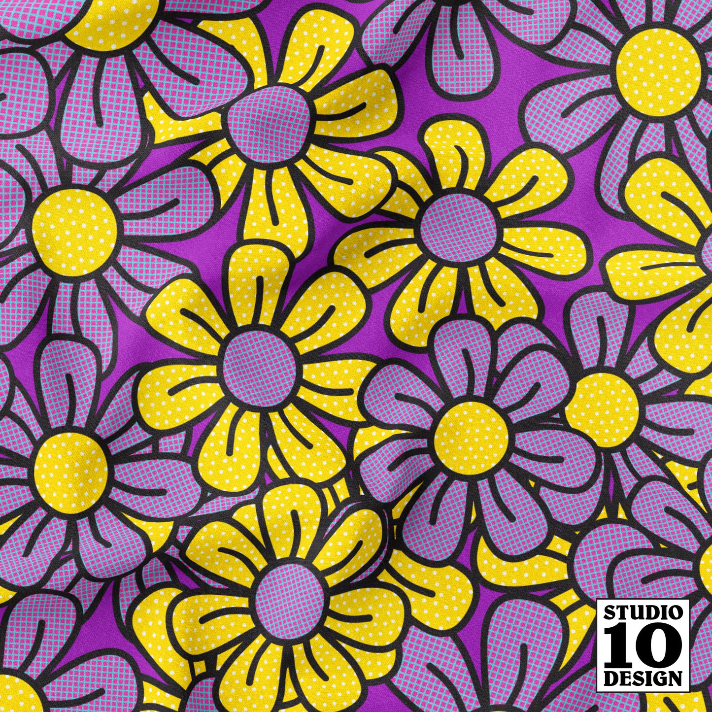Flower Pop! Number 1 Printed Fabric by Studio Ten Design
