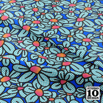 Flower Pop! Cobalt Printed Fabric by Studio Ten Design