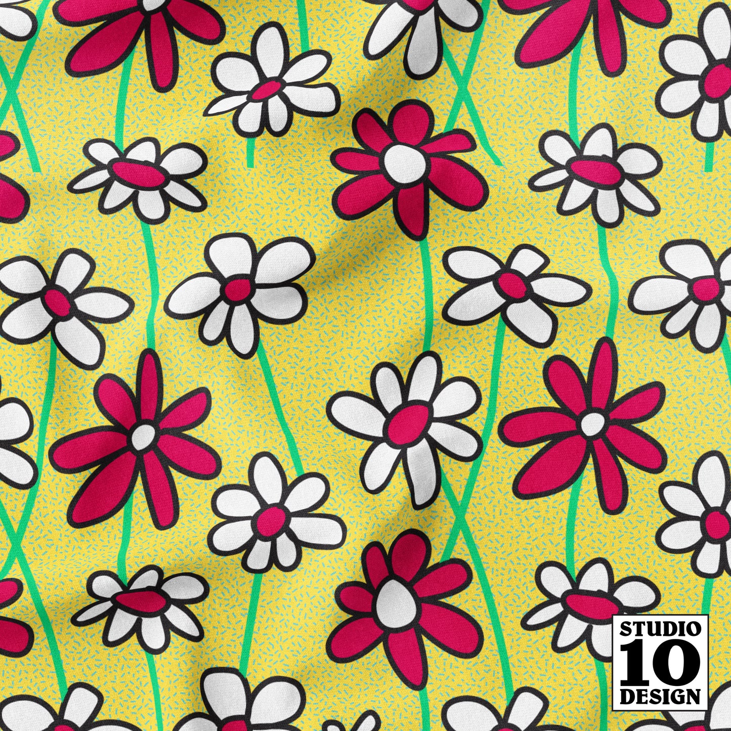 Flower Pop! Daisies Printed Fabric by Studio Ten Design