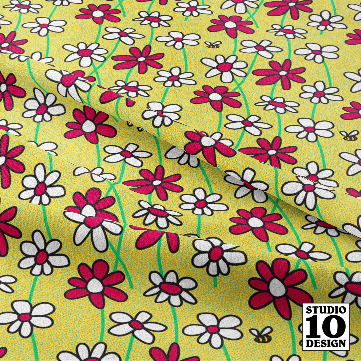 Flower Pop! Daisies Printed Fabric by Studio Ten Design