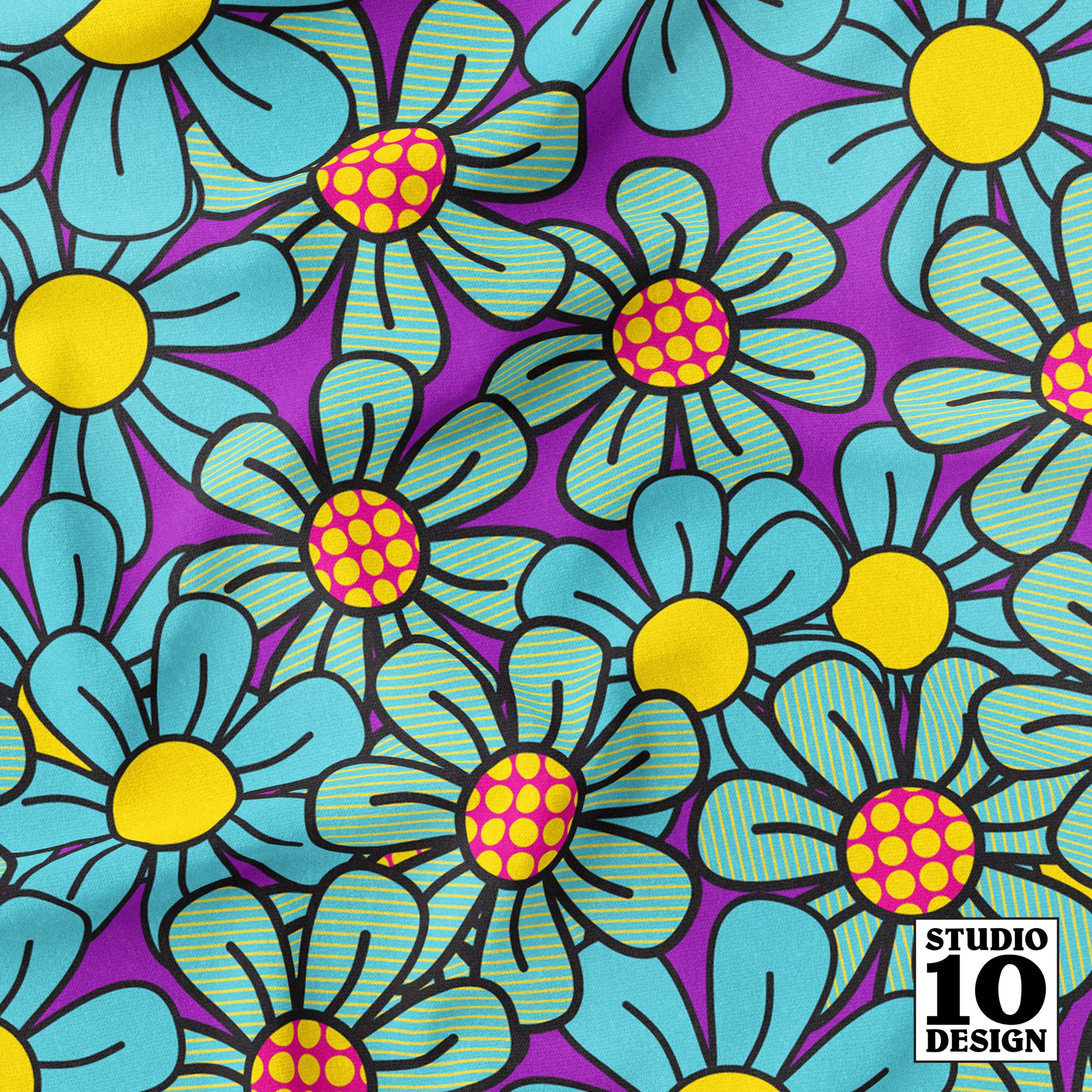 Flower Pop! Number 2 Printed Fabric by Studio Ten Design