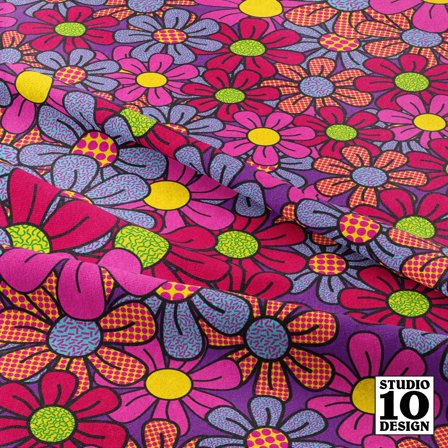 Flower Pop! Number 3 Printed Fabric by Studio Ten Design