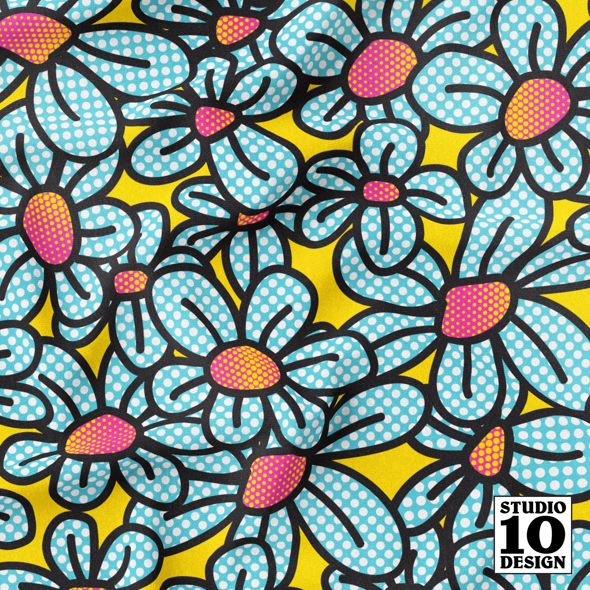 Flower Pop! Yellow Printed Fabric by Studio Ten Design