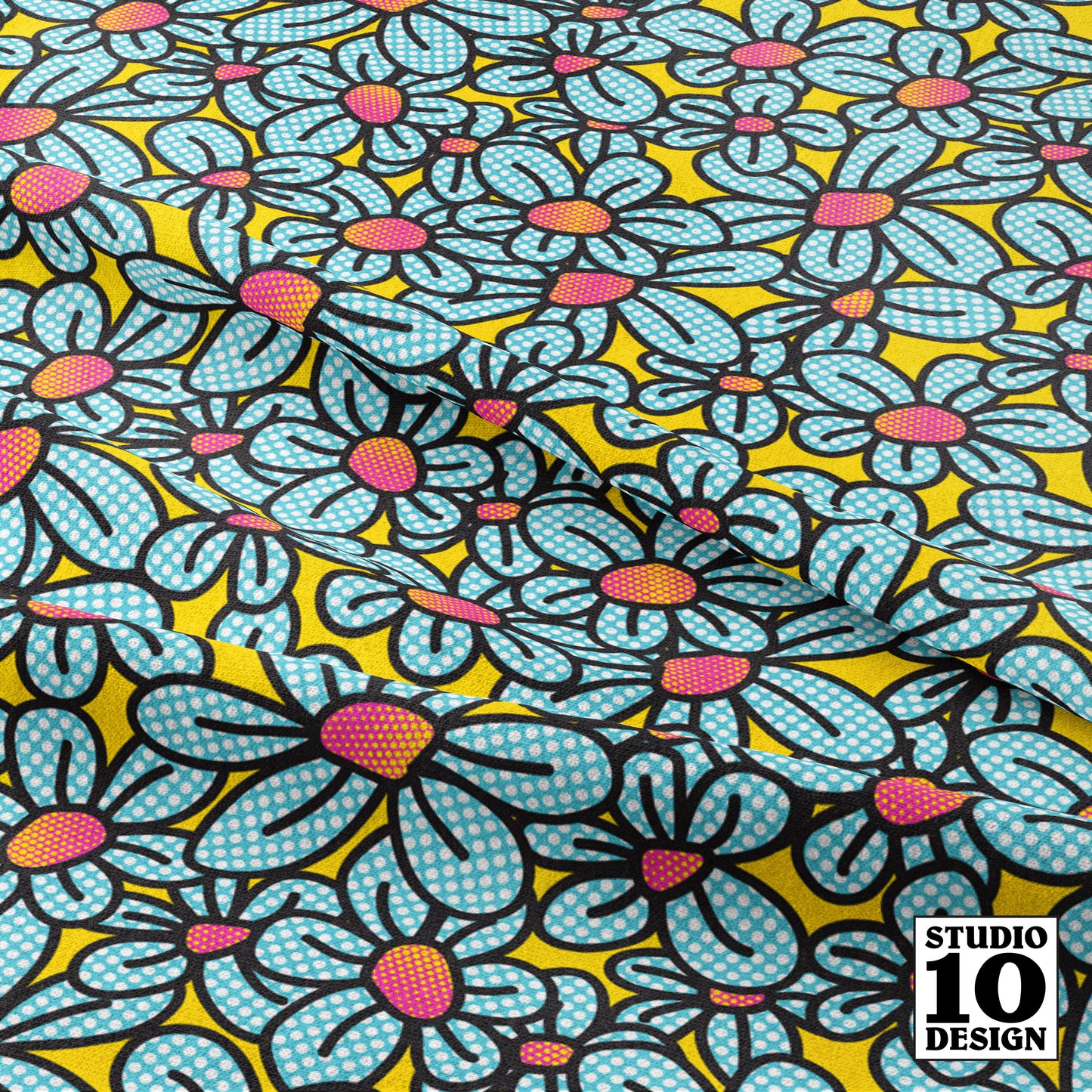 Flower Pop! Yellow Printed Fabric by Studio Ten Design