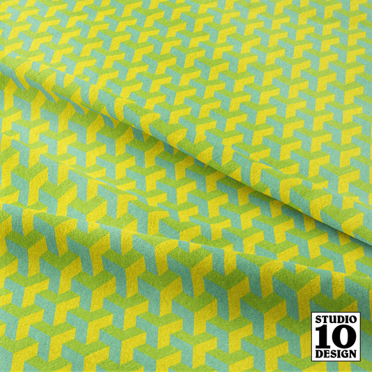 Geometric: Jade, Lime, Lemon Lime Printed Fabric by Studio Ten Design
