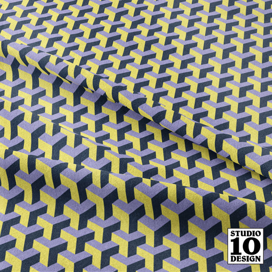 Geometric: Lilac, Buttercup, Navy Printed Fabric by Studio Ten Design