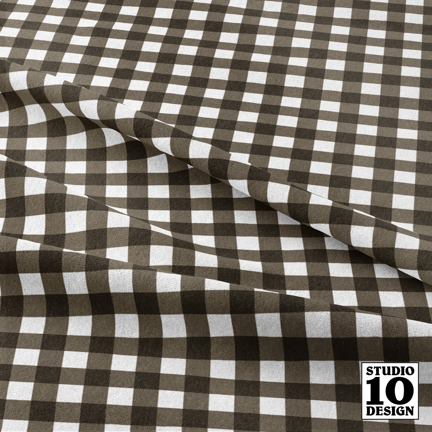 Gingham Style Bark Small Straight Printed Fabric by Studio Ten Design