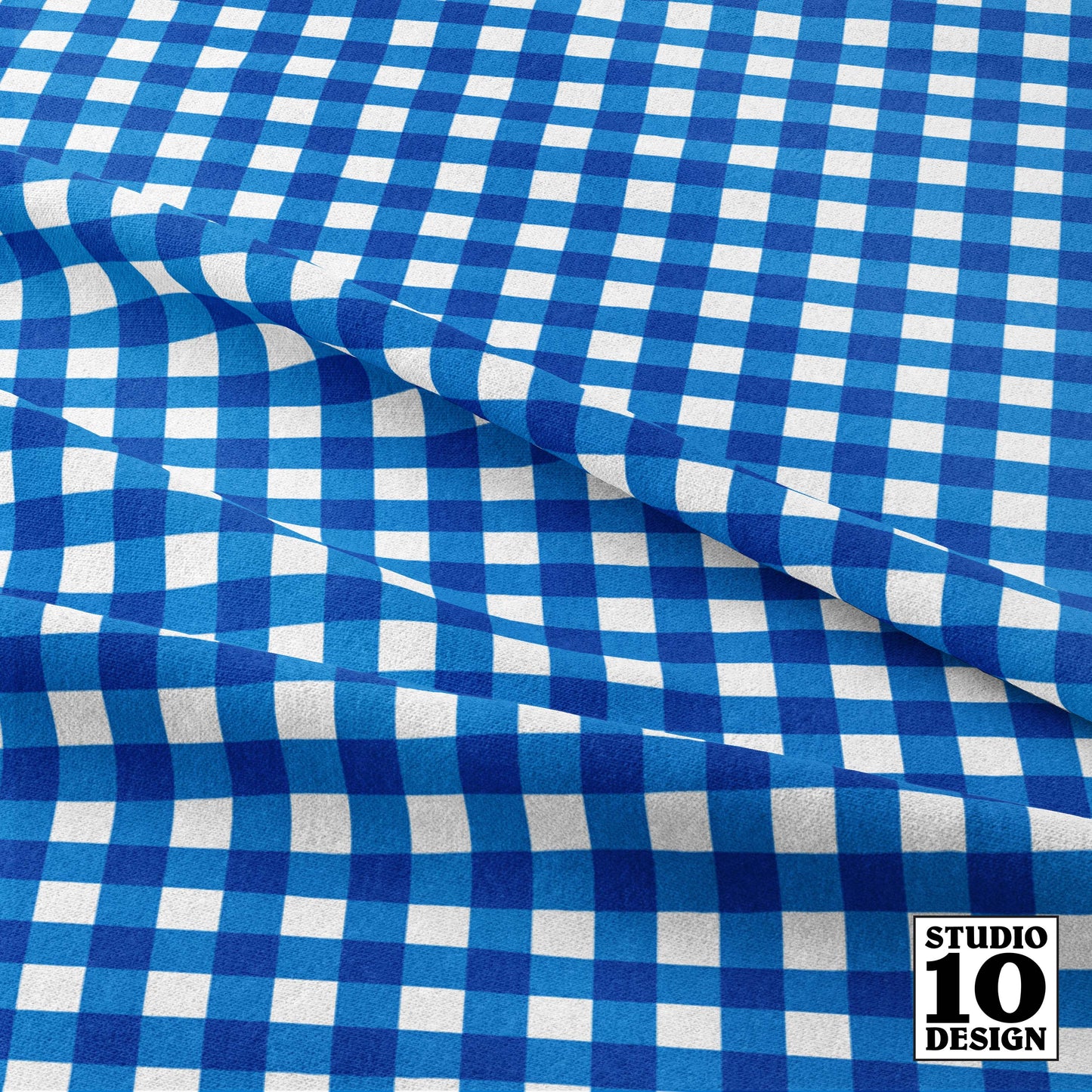 Gingham Style Bluebell Small Straight Printed Fabric by Studio Ten Design