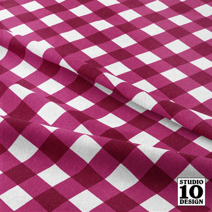 Gingham Style Bubble Gum Large Bias Printed Fabric by Studio Ten Design