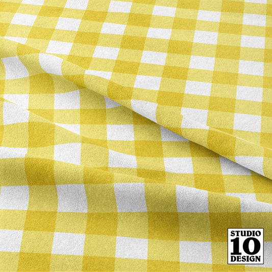 Gingham Style Buttercup Large Straight Printed Fabric by Studio Ten Design