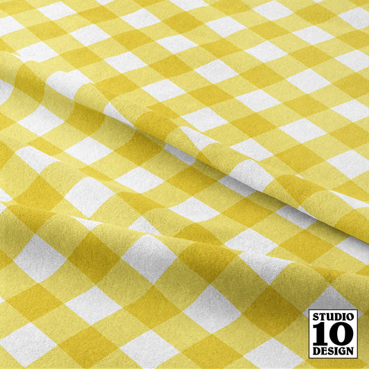 Gingham Style Buttercup Large Bias Printed Fabric by Studio Ten Design