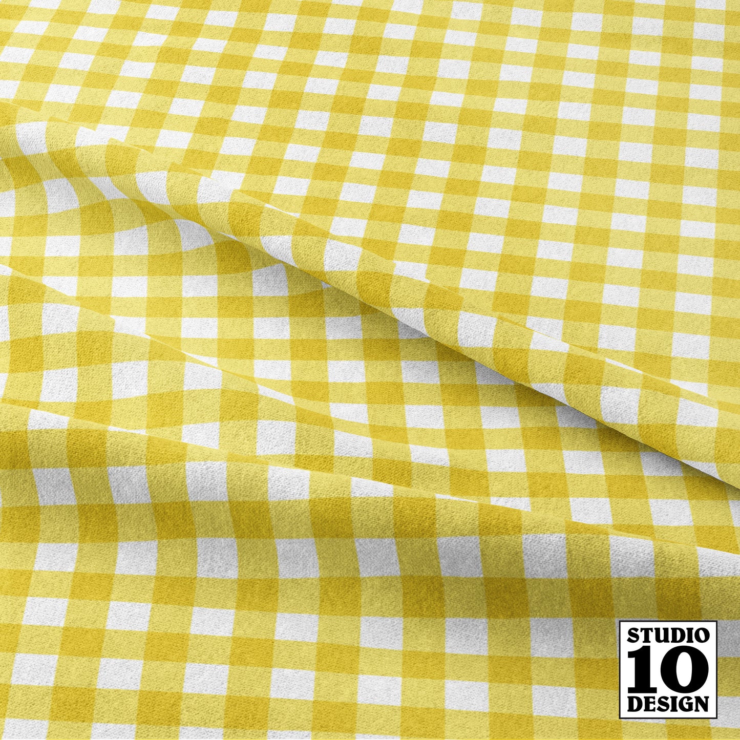 Gingham Style Buttercup Small Straight Printed Fabric by Studio Ten Design
