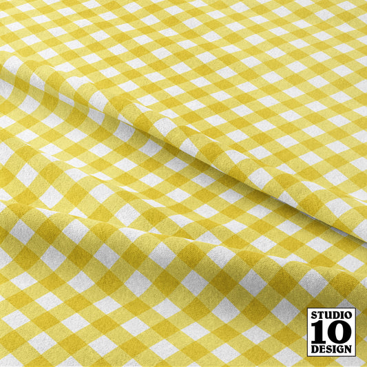 Gingham Style Buttercup Small Bias Printed Fabric by Studio Ten Design