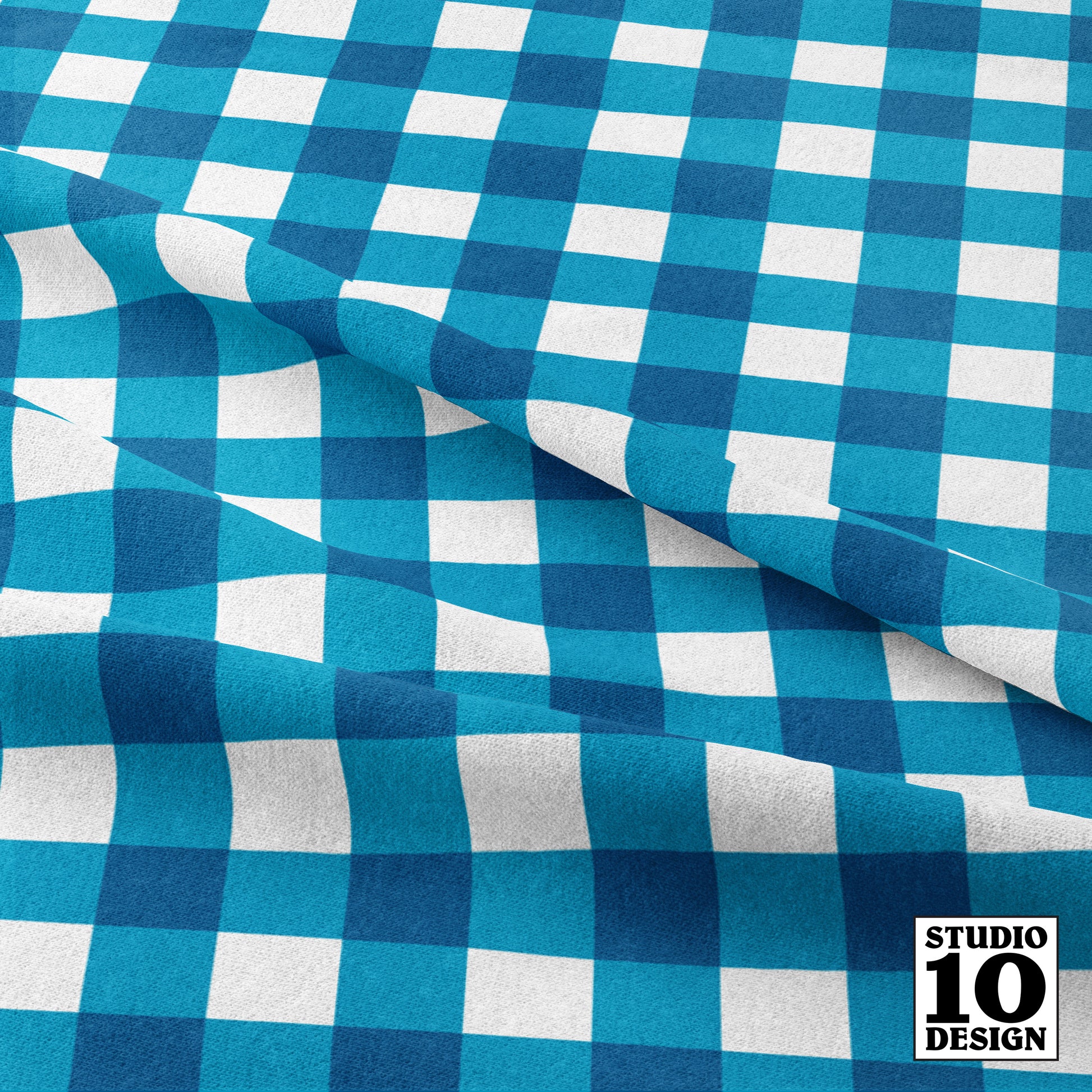 Gingham Style Caribbean Large Straight Printed Fabric by Studio Ten Design