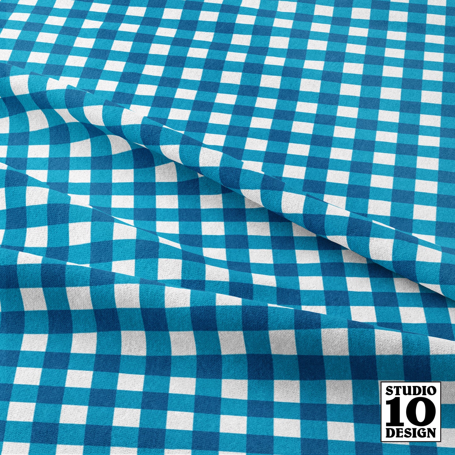 Gingham Style Caribbean Small Straight Printed Fabric by Studio Ten Design