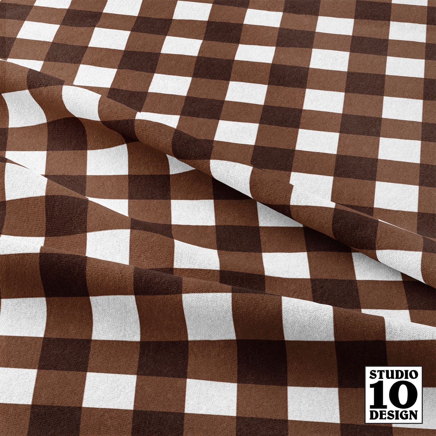 Gingham Style Cinnamon Large Straight Printed Fabric by Studio Ten Design