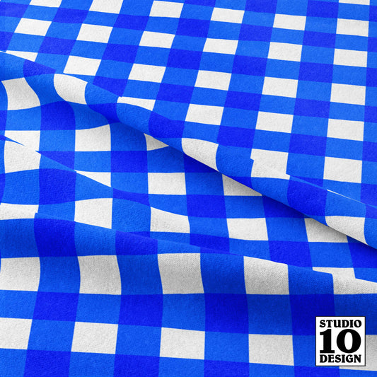 Gingham Style Cobalt Large Straight Printed Fabric by Studio Ten Design