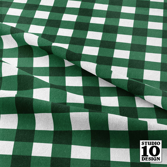 Gingham Style Emerald Large Straight Printed Fabric by Studio Ten Design
