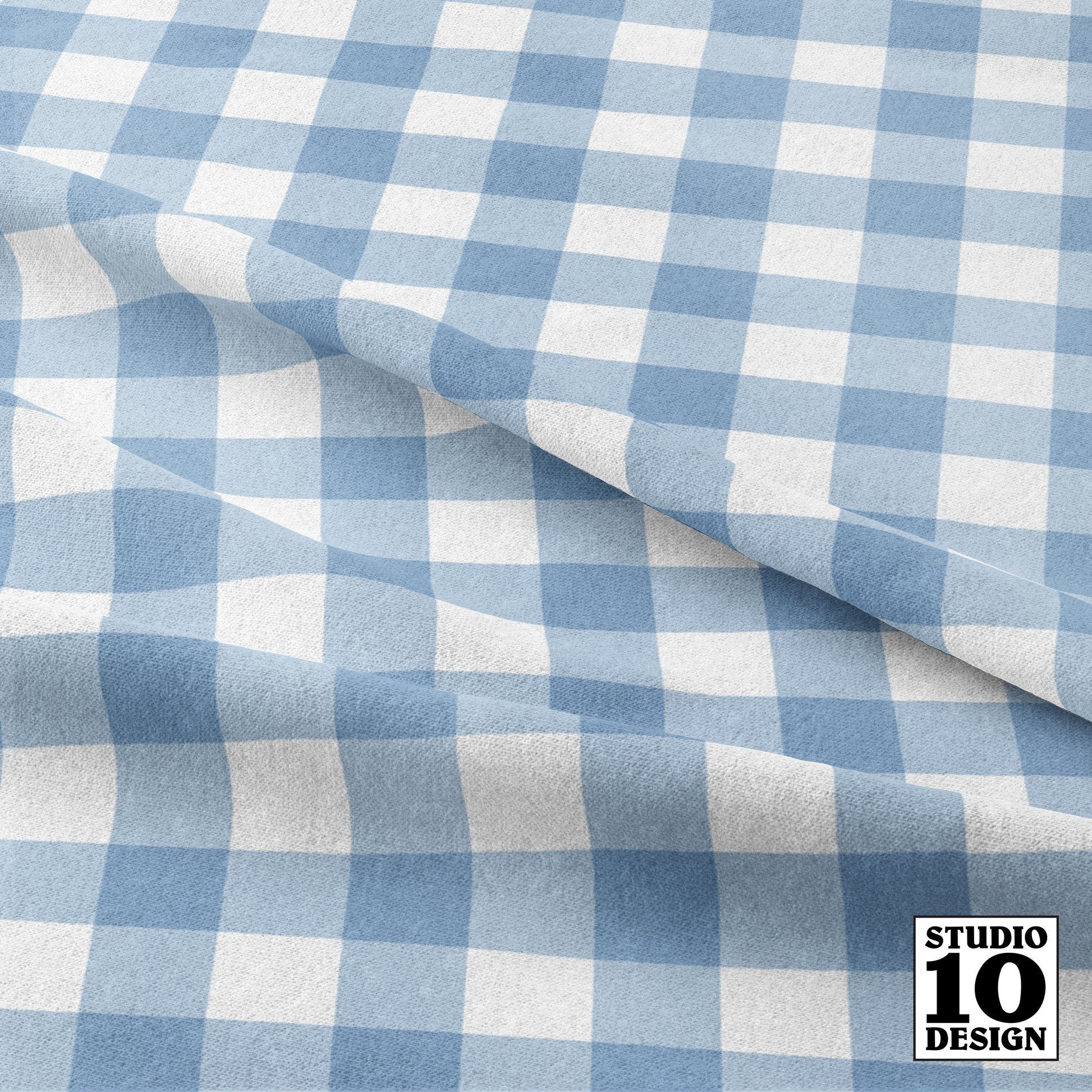 Gingham Style Fog Large Straight Printed Fabric by Studio Ten Design