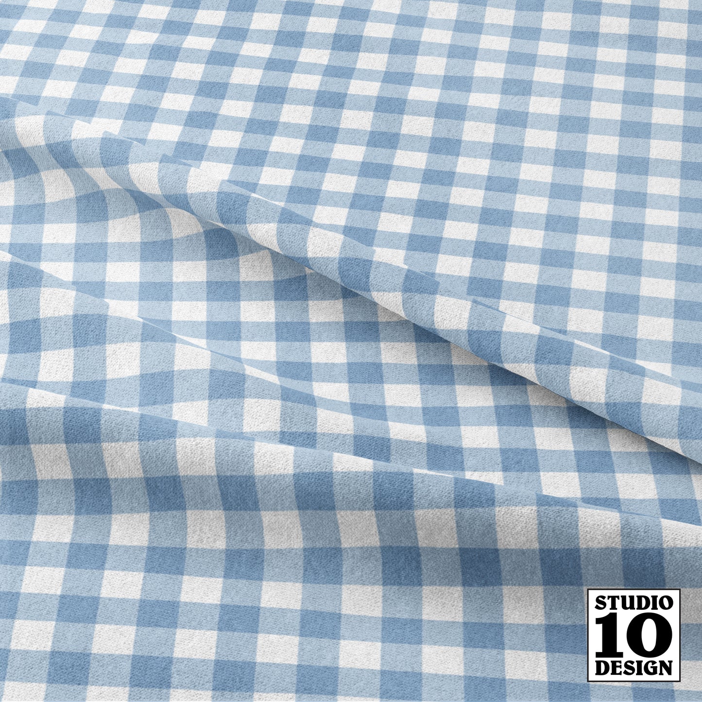 Gingham Style Fog Small Straight Printed Fabric by Studio Ten Design