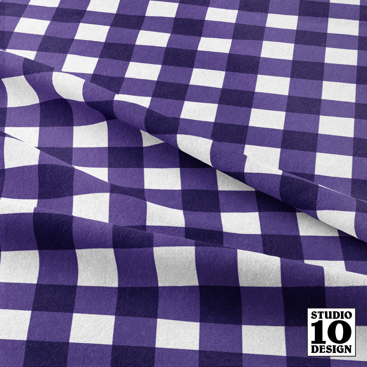 Gingham Style Grape Large Straight Printed Fabric by Studio Ten Design