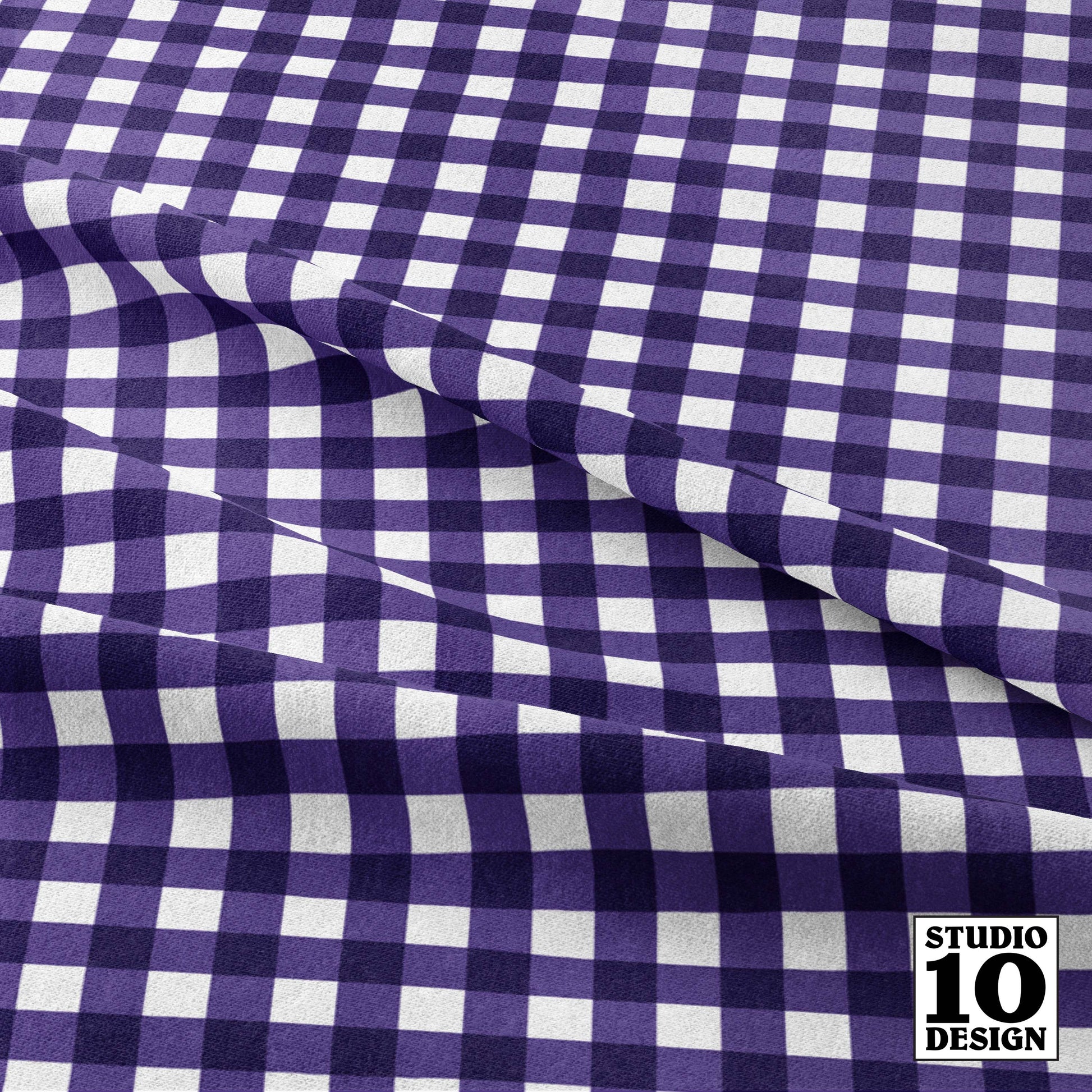 Gingham Style Grape Small Straight Printed Fabric by Studio Ten Design
