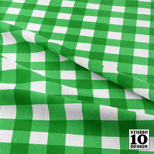 Gingham Style Grass Large Straight Printed Fabric by Studio Ten Design