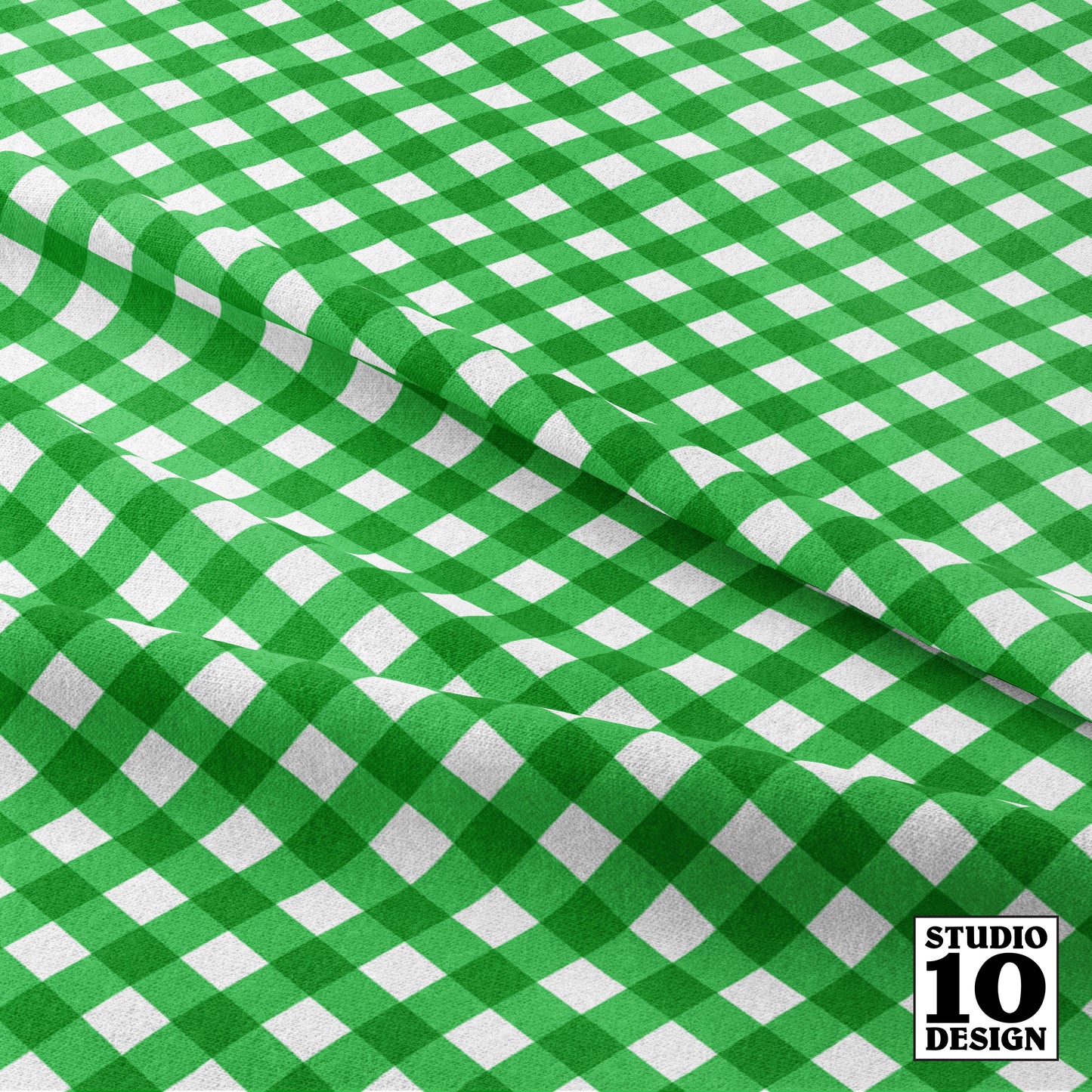 Gingham Style Grass Small Bias Printed Fabric by Studio Ten Design