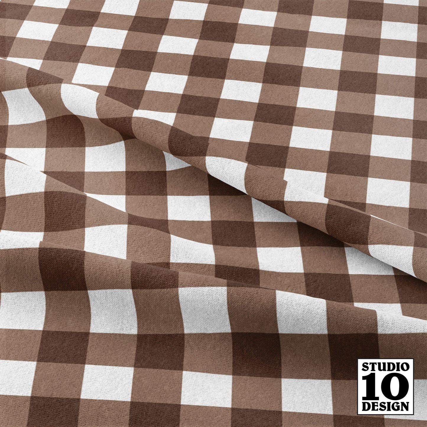 Gingham Style Mocha Large Straight Printed Fabric by Studio Ten Design