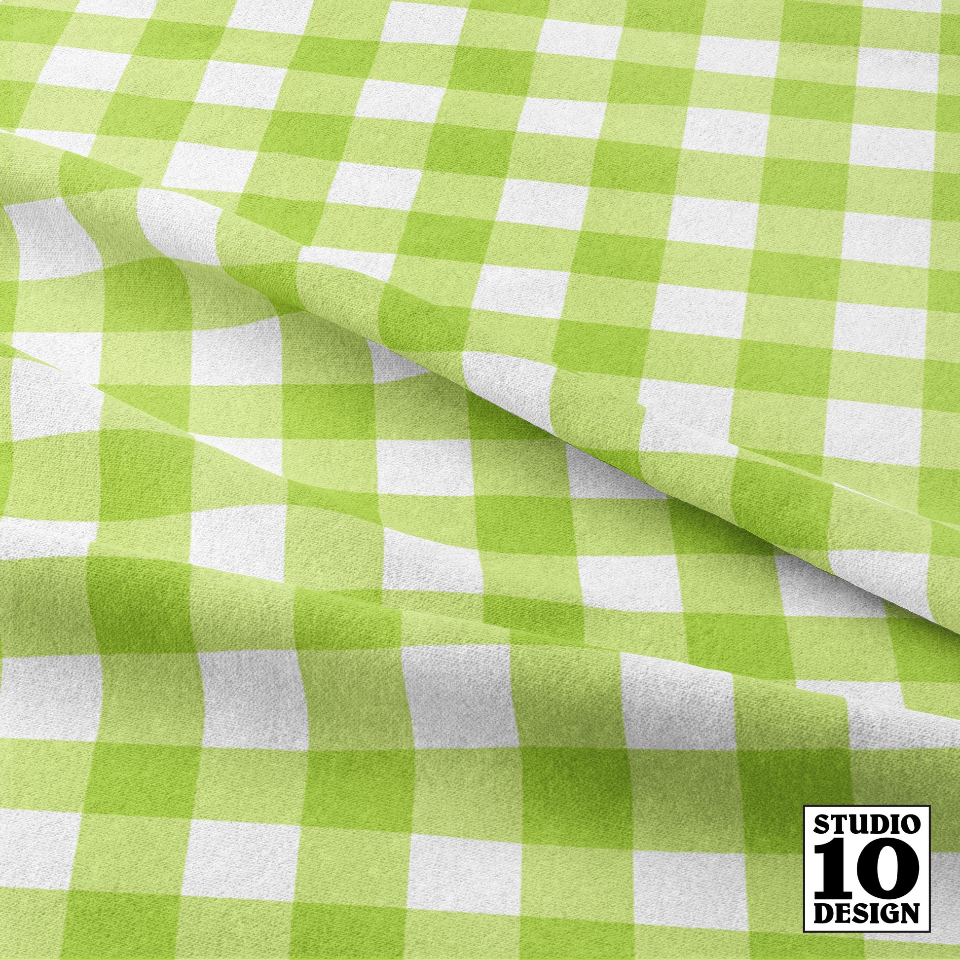 Gingham Style Honeydew Large Straight Printed Fabric by Studio Ten Design