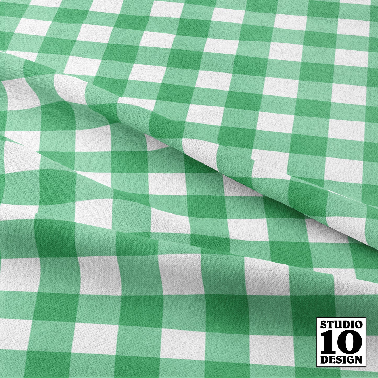 Gingham Style Jade Large Straight Printed Fabric by Studio Ten Design