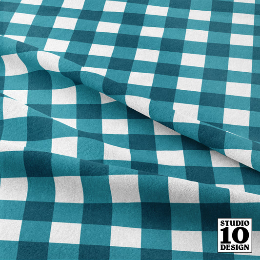 Gingham Style Lagoon Large Straight Printed Fabric by Studio Ten Design