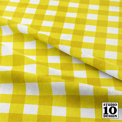 Gingham Style Lemon Lime Large Straight Printed Fabric by Studio Ten Design