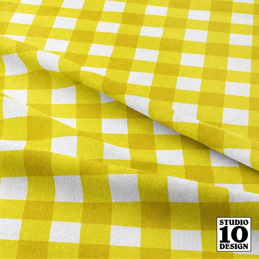 Gingham Style Lemon Lime Large Straight Printed Fabric by Studio Ten Design
