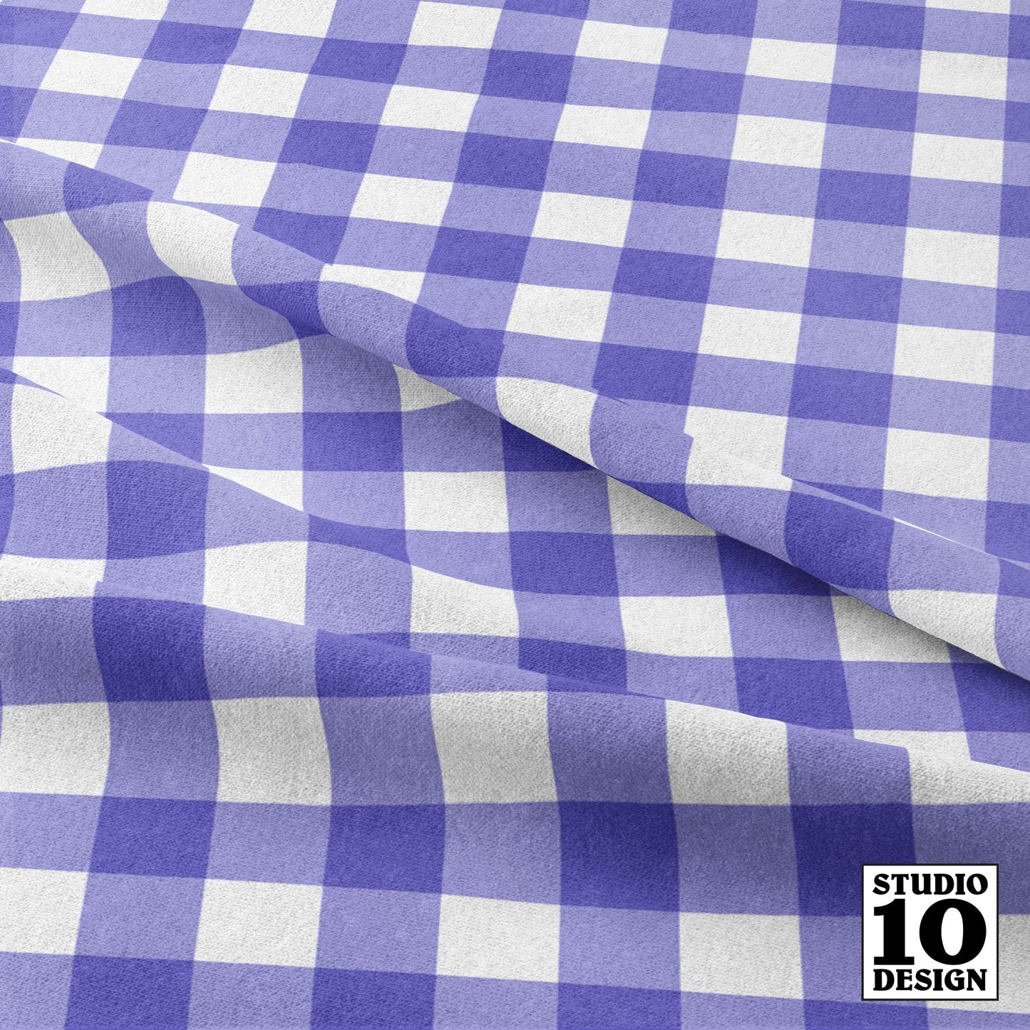 Gingham Style Lilac Large Straight Printed Fabric by Studio Ten Design