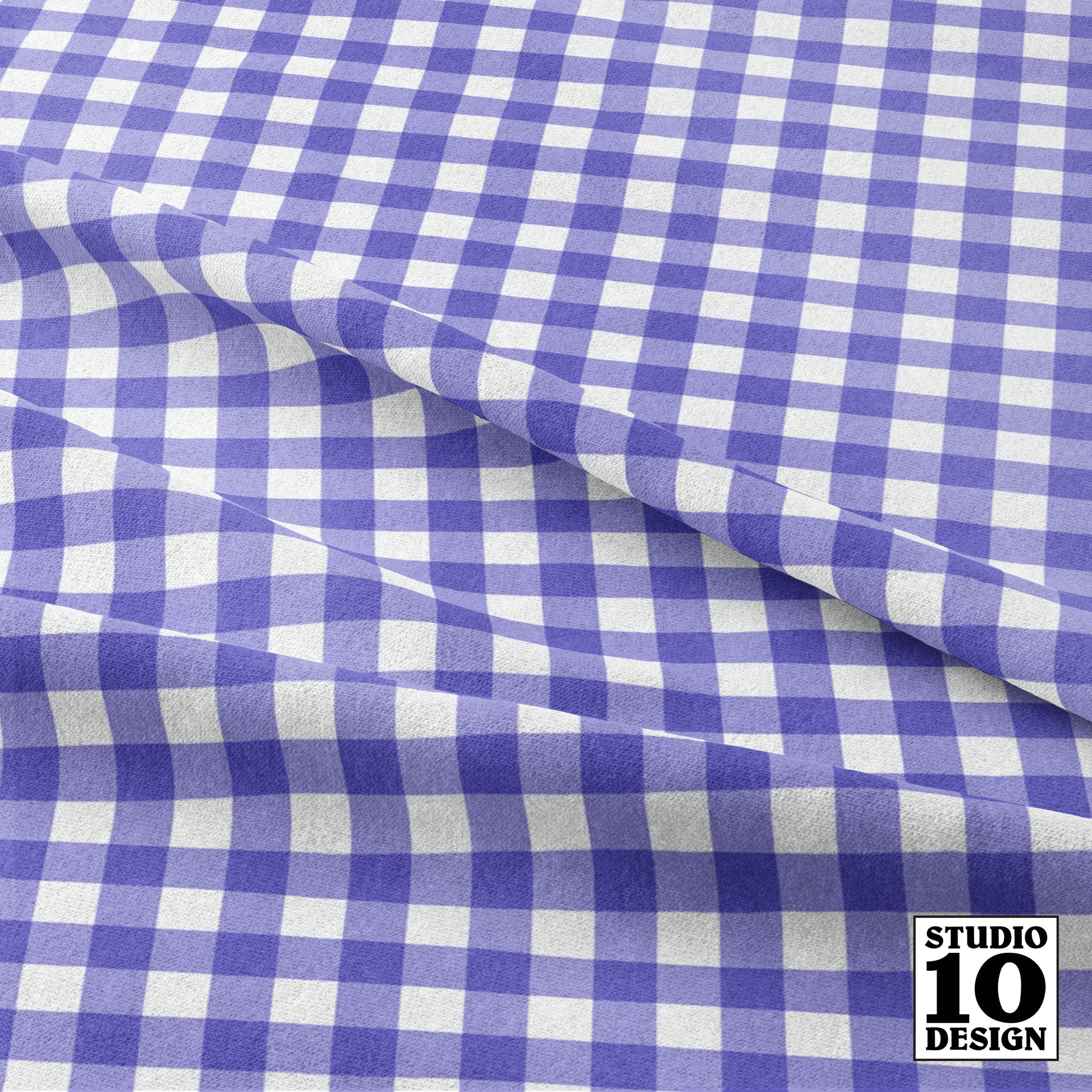 Gingham Style Lilac Small Straight Printed Fabric by Studio Ten Design