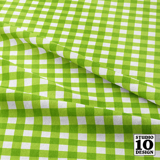 Gingham Style Lime Small Straight Printed Fabric by Studio Ten Design