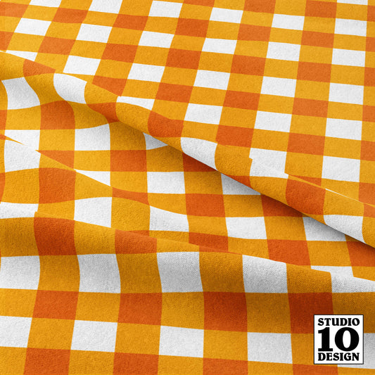 Gingham Style Marigold Large Straight Printed Fabric by Studio Ten Design