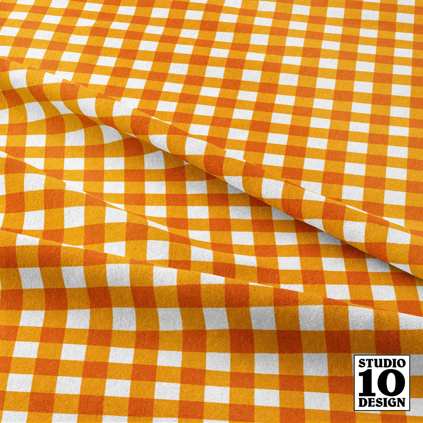 Gingham Style Marigold Small Straight Printed Fabric by Studio Ten Design