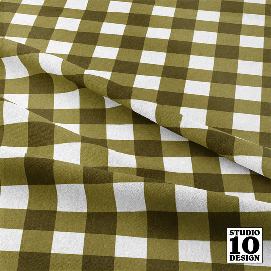 Gingham Style Moss Large Straight Printed Fabric by Studio Ten Design