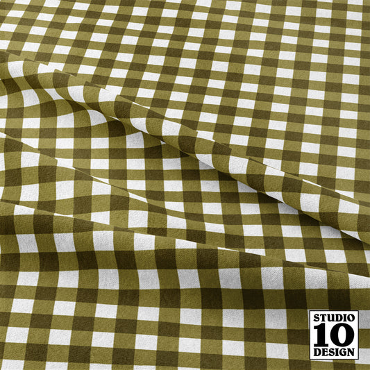 Gingham Style Moss Small Straight Printed Fabric by Studio Ten Design