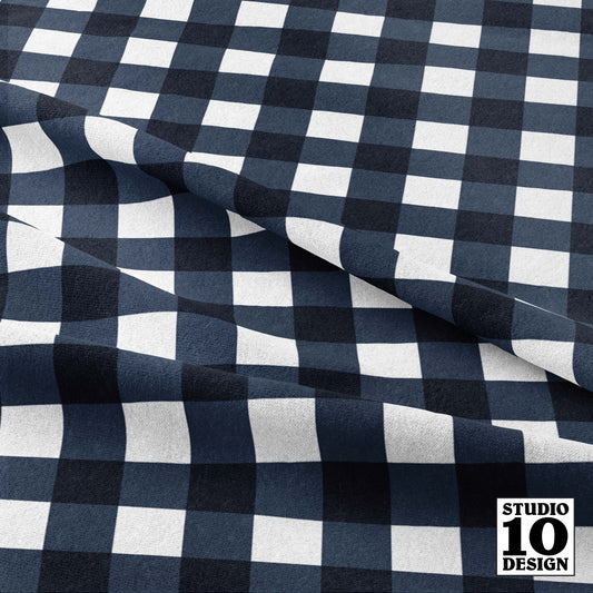 Gingham Style Navy Large Straight Printed Fabric by Studio Ten Design
