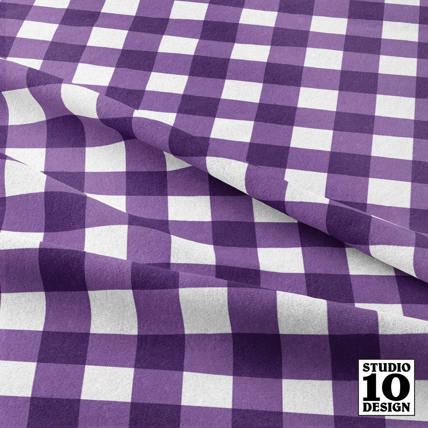 Gingham Style Orchid Large Straight Printed Fabric by Studio Ten Design