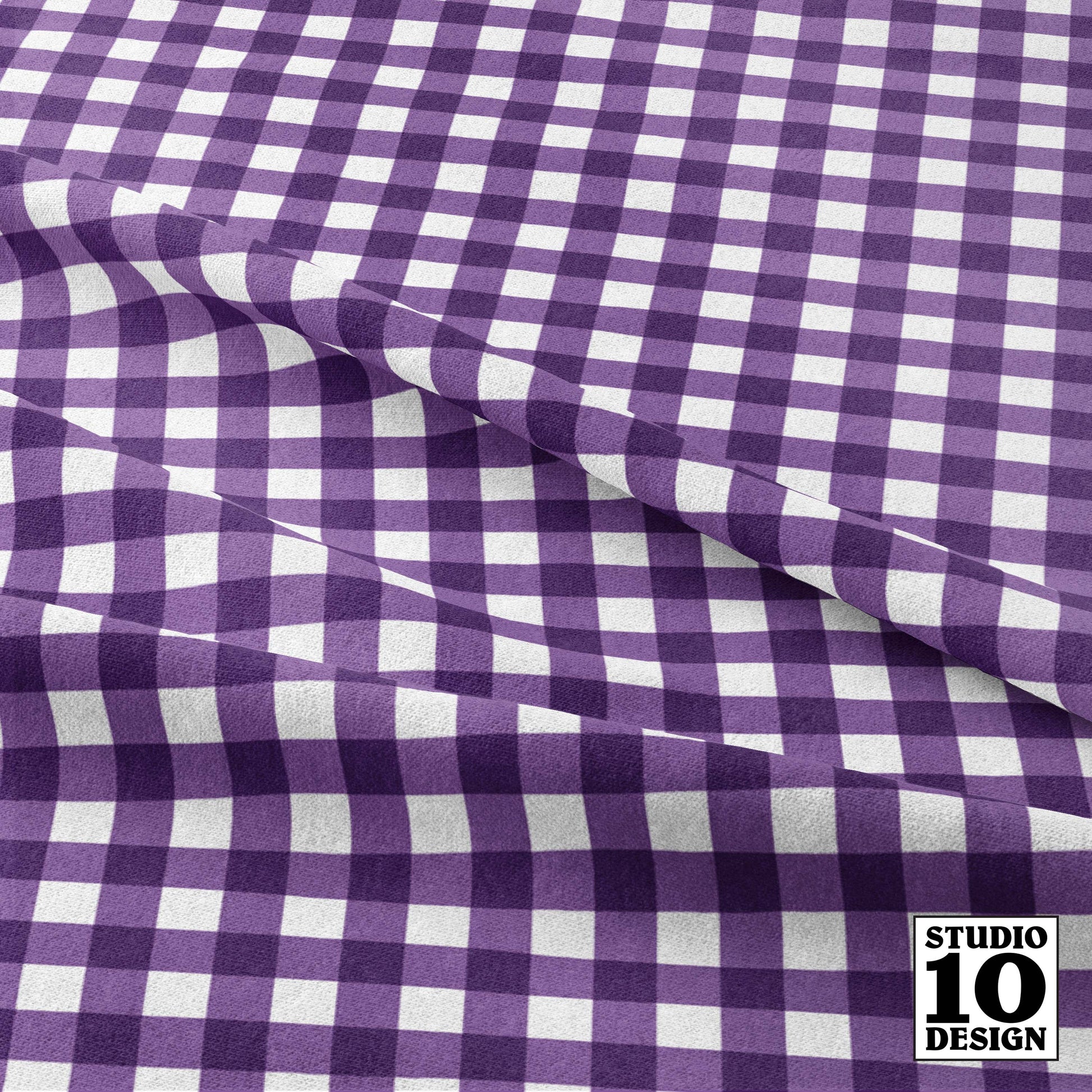 Gingham Style Orchid Small Straight Printed Fabric by Studio Ten Design