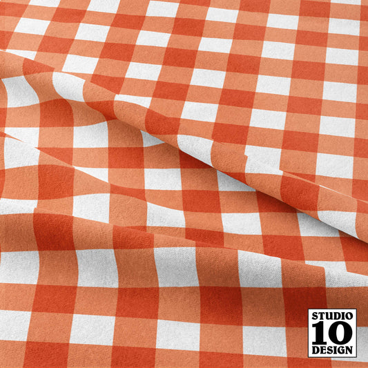 Gingham Style Peach Large Straight Printed Fabric by Studio Ten Design