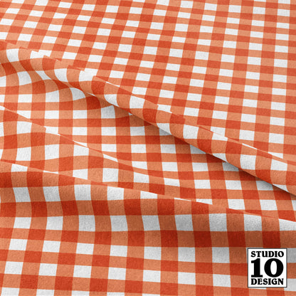 Gingham Style Peach Small Straight Printed Fabric by Studio Ten Design