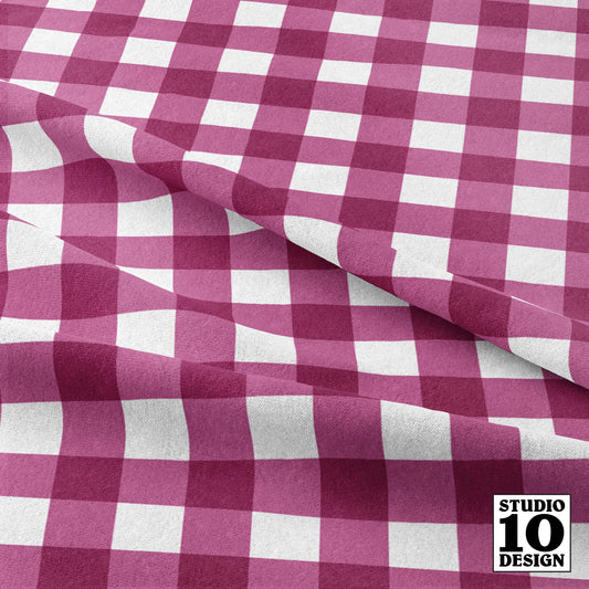 Gingham Style Peony Large Straight Printed Fabric by Studio Ten Design