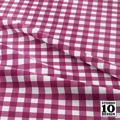 Gingham Style Peony Small Straight Printed Fabric by Studio Ten Design