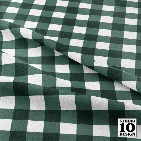 Gingham Style Pine Large Straight Printed Fabric by Studio Ten Design